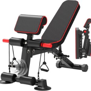Adjustable Weight Bench,Utility Workout Bench Foldable Incline Decline Benches for Home Gym Full Body Workout,Load 600LBS