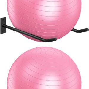 Metal Exercise Ball Holder Wall Mount(Set of 2),Black Yoga Ball Stand Holder,Stability Ball Holder for Yoga Balls in Home Gym or Studio