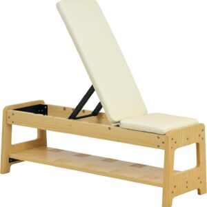 Adjustable Weight Bench with Dumbbell Rack, Wooden Workout Bench, Flat or Incline Bench for Home Gym Weight Lifting Training