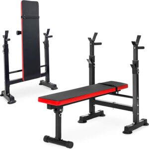 Adjustable Weight Bench with Squat Rack, Home Gym Strength Workout Station