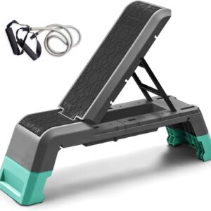 Multifunctional Aerobic Deck with Cord Workout Platform Adjustable Dumbbell Bench Weight Bench Professional Fitness Equipment for Home Gym