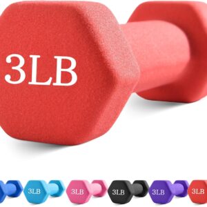 Dumbbells with Neoprene Coating（Single）, 1LB-3LB Anti-Roll, Anti-Slip, Hexagonal Home Fitness Equipment for Shoulder, Neck, and Hand Training for Seniors over 55 old