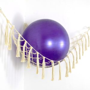 Exercise Ball Holder Yoga Ball Rack Corner Hanging Storage Net or Hammock for Fitness Ball Balance Ball Organizer Pregnancy Stability Ball Swiss Balance Ball for Yoga Studio and Gym